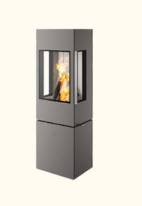 Spartherm SEO L - Nickel Kaminofen mit 3 Sichtscheiben Kaminofen Spartherm Seo L Nickel Schlanker Kaminofen mit drei Glasseiten für Rundumblick auf das Feuer